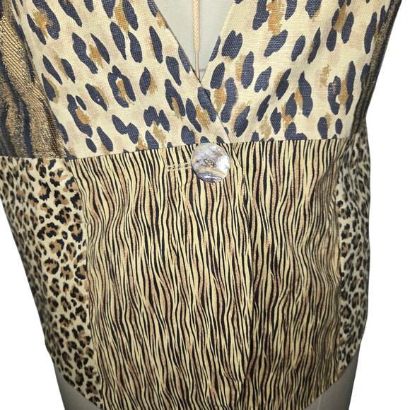 Vtg Carol Antone Collection Womens Medium Vest Animal Print Y2K Glam Maximalist - Picture 4 of 12